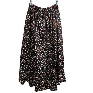 Palmer & Purchase Black Ditsy Floral Maxi Skirt‎ Size S Flowy Boho Cottagecore